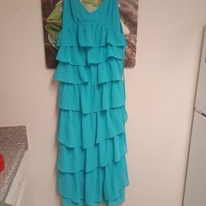 Forever 21 Vibrant Blue Ruffled Maxi Dress